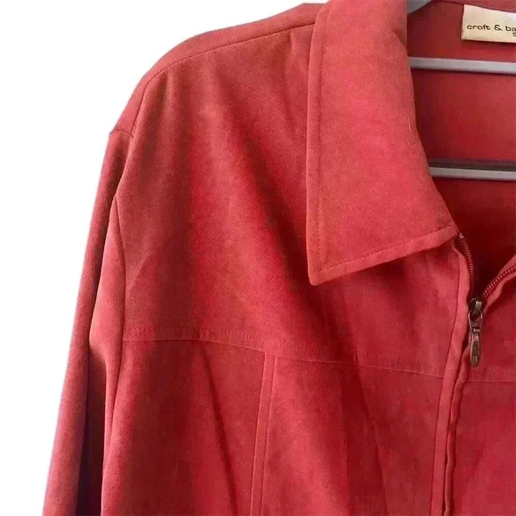 Croft & Barrow Women's XL Red Faux Suede Jacket Boxy Fit Zip Closure - Picture 2 of 7